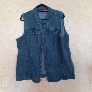 Plus Size Medium Wash Denim Vest
